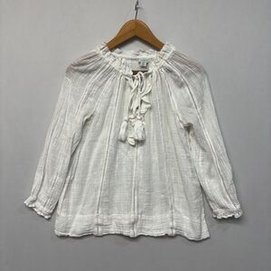 Sundance Women Long Sleeve Blouse Top Shirt Size PS Petite Small White D049 -2